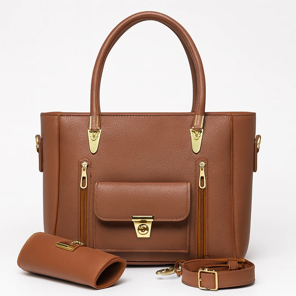 Divine Double Zipper 2pcs Light Brown