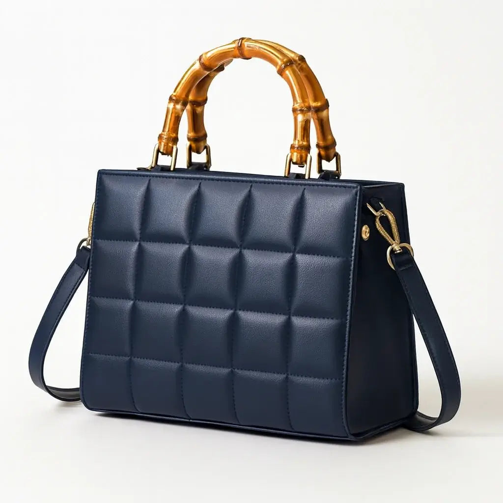 Block Box Bag Hand Bag Blue