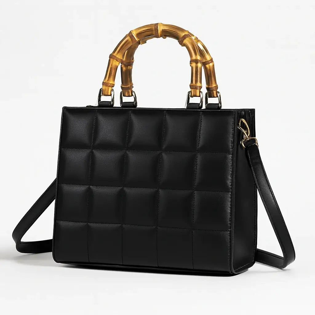 Block Box Bag Hand Bag Black