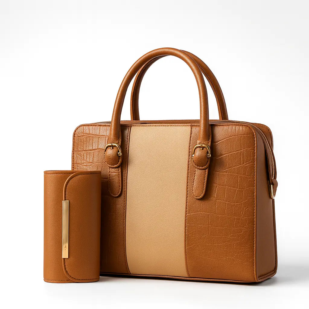 Copy Cat Bag 2pc Brown and Cream